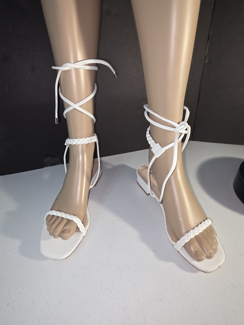 Nasty Gal White Braided Ankle-Tie Gladiator Flat Heel Sandals Sz US 8 ( 6/39/8)